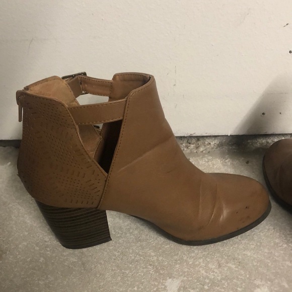 Brown Leather Cutout Booties - Picture 3 of 4